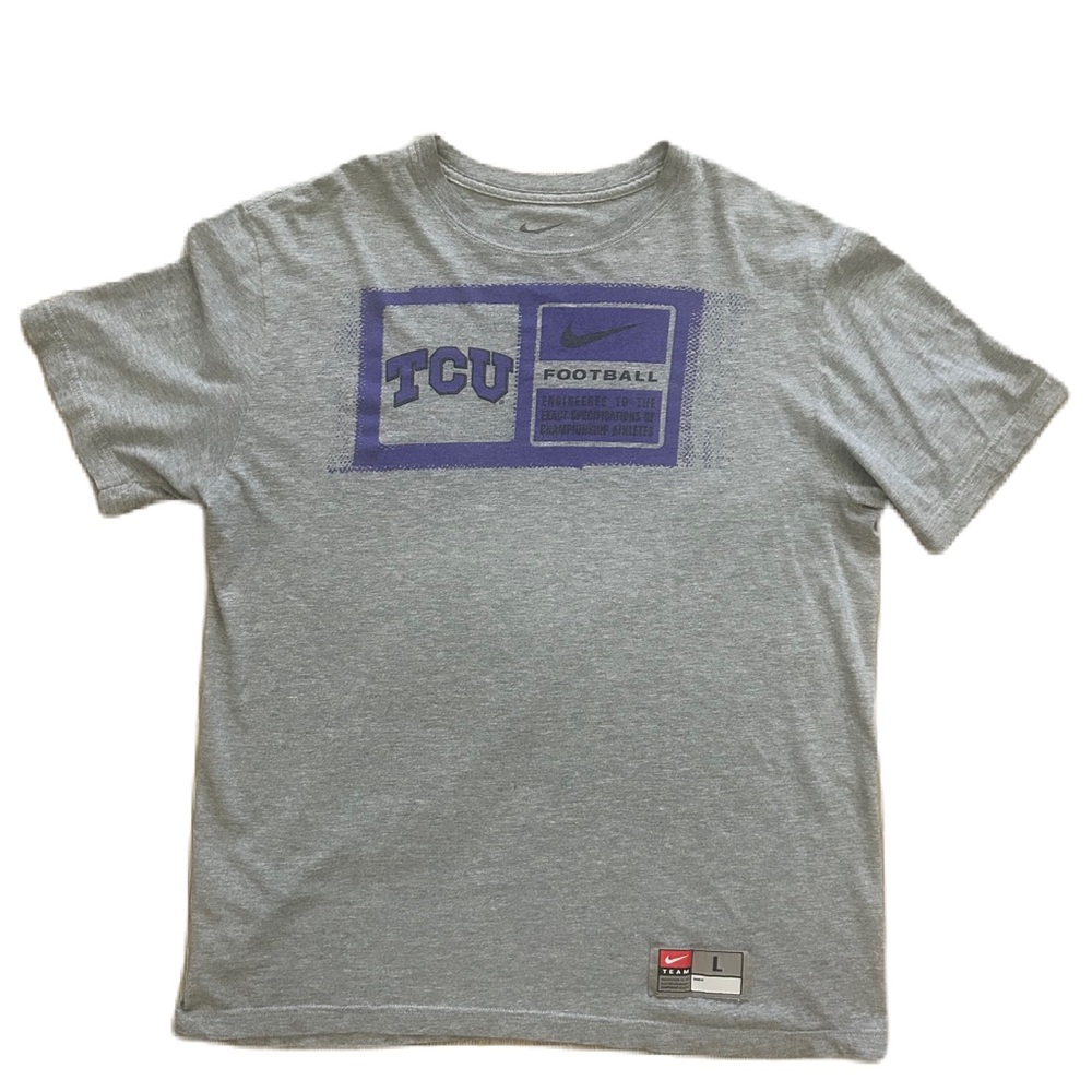Nike Y2K NCAA TCU Football T-Shirt in Gray and Purple Mens Size L